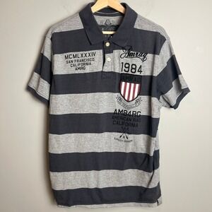 Y2K Ragby Polo American Rag Shirt Mens‎ XL Striped San Francisco California 1984